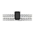 thumbnail image 2 of Clara Pucci 14K White Gold Emerald Cut 0.5Ct Natural Onyx Engagement Ring + Matching Band - Luxury Box Included, 2 of 7