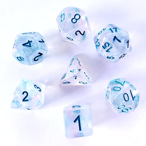 Galactic Dice Premium Dice Sets - Winter Walker (Clear & Blue) Acrylic Set of 7 Dice