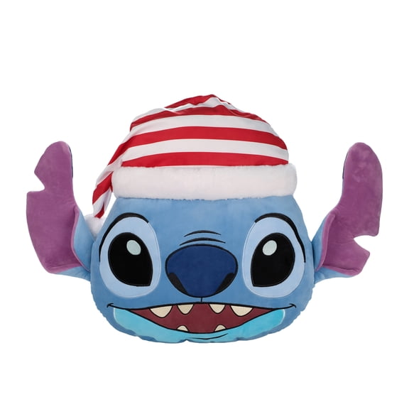 Disney Stitch 16 inch Head Pillow with Santa Hat
