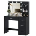 Rovaurx Tall Large Glass Makeup Vanity Table with Lighted Mirror, Desk