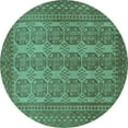thumbnail image 1 of Ahgly Company Machine Washable Indoor Round Persian Turquoise Blue Traditional Area Rugs, 8' Round, 1 of 4