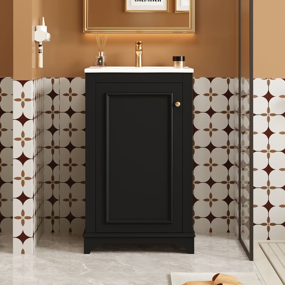 WGYPRIME 20" Bathroom Vanity with Sink, Freetanding Bathroom Cabinet with Soft Closing Door and Adjustable shelf, Modern Style Bathroom Vanity