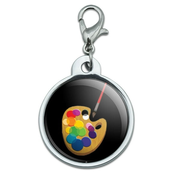 Painters Palette Black - Artist Painting Small Metal ID Pet Dog Tag