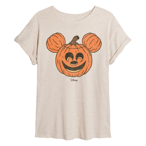 Disney - Mickey Pumpkin Head - Juniors Oversized Graphic T-Shirt
