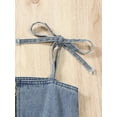 thumbnail image 5 of Toddler Baby Girls Denim Rompers Sleeveless Tie Shoulder Straps Solid Color Jumpsuit Pants Spring Outfit, 5 of 8