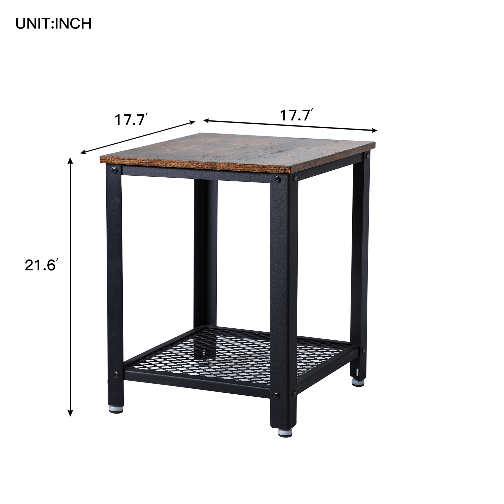 Lowestbest Modern 17" Square Side Table, 2-Tier Coffee Tea, End Table, Nightstands, Accent Side Table, Rustic Brown Lowestbest Modern 17" Square Side Table, 2-Tier Coffee Tea, End Table, Nightstands, Accent Side Table, Rustic Brown