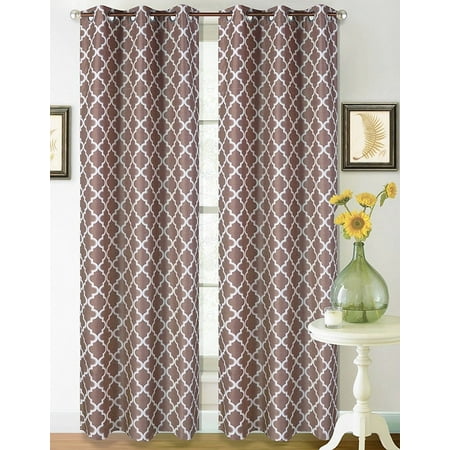 22 Two Tone Geometric 1 Panel Brown White Thermal Foam Lined