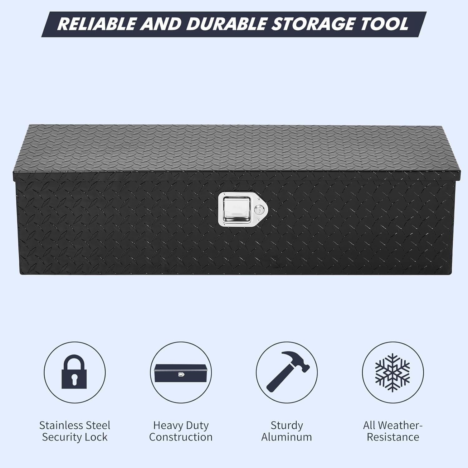 M optimized Aluminum Truck Bed Toolbox 36" Heavy Duty Tool Box with Side Handle and Lock Keys, Truck Bed Storage Organizer for Pick Up Truck RV Trailer