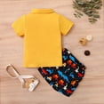 thumbnail image 4 of 18 Months Baby Boy Clothes 24 Months Toddler Boys Summer 2PCS Outfits Short Sleeve Polo Shirt Top Dinosaur Print Shorts Set Yellow, 4 of 7