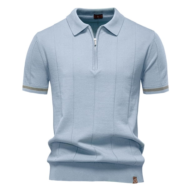 pstuiky camisetas para hombre, Suéter informal de manga corta con cuello vuelto, cómodo y liso para hombre camisas casuales para hombre l