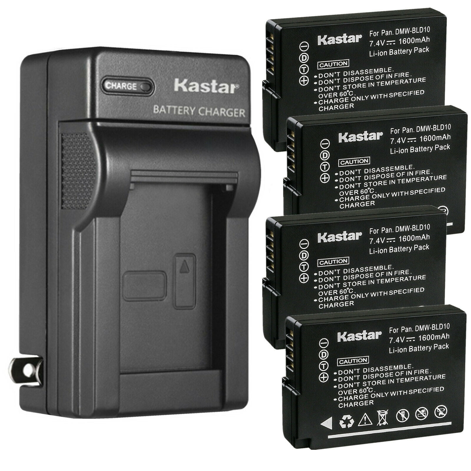 Kastar 4-Pack Battery and AC Wall Charger Replacement for Panasonic DMW-BLD10 DMW-BLD10E DMW-BLD10PP Battery DE-A93 DE-A93B DE-A94 DE-A94B Charger Panasonic DMC-GX1 DMC-G3 DMC-GF2 Cameras