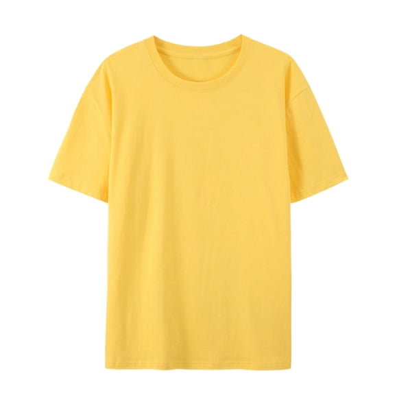 Mens T Shirt Short Sleeve Crewneck Shirts Basic Yellow T-Shirts Work Shirts for Men
