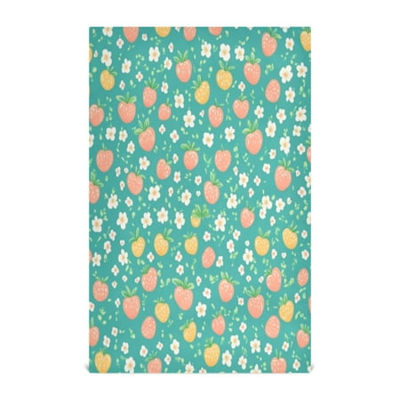 

WOBOGO Strawberries Flowers Pattern Kitchen Towel 1 Piece Large Cotton Dishcloth Premium Absorbency Set with Hanging Loop