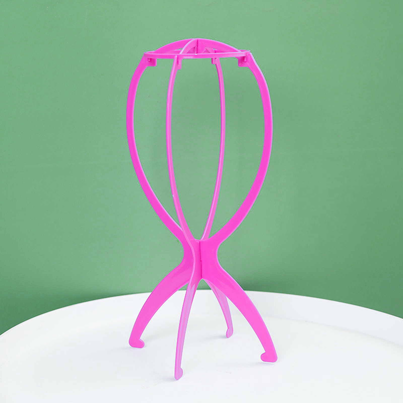 5Pcs Plastic Wig Stand Wig Hanger Stand Pink Portable Collapsible