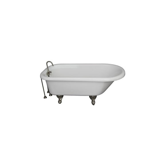 Freestanding Clawfoot Bathtub 67" Roll Top Acrylic Tub Shower Combo Brushed Nickel