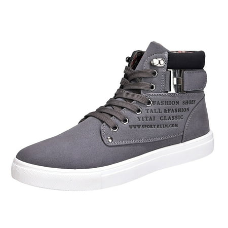KELINFONG Men s Casual Shoes High Top Fashion Sneaker Lightweight Mens Boots Shoes Lace up Warm Booties