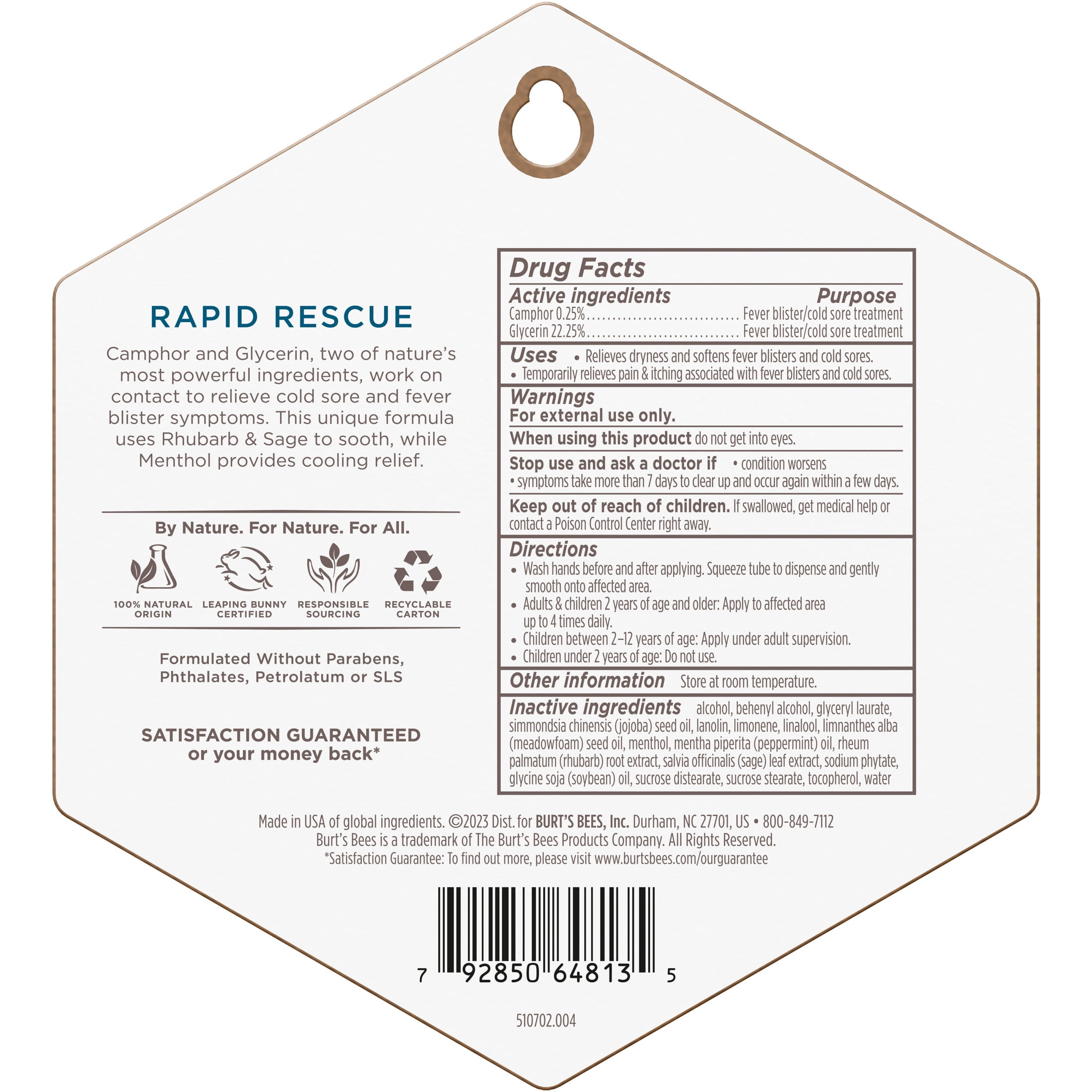 (2 pack) Burt's Bees Rescue Cold Sore Treatment, 0.07 oz.