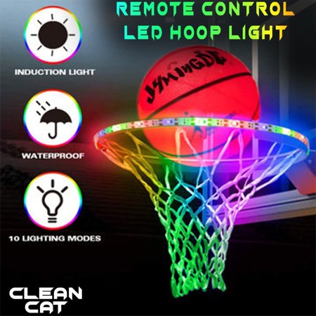 Clean Cat- LED Basketball Hoop Light | Remote Control Basketball Rim LED Light | Glow Light with Basketball Net | Strike Ball Game | 16 Color Change by Yourself