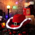 thumbnail image 3 of Santa Claus Party Christmas Luminous Cowboy Hat Western Red Felt Hats Wide Brim Hat Jazz Hat Christmas, 3 of 5