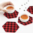 thumbnail image 7 of Pofeuu Buffalo Plaid Red Black Print Leather Coasters Set of 6, Round Cups Mugs Mat Pad for Home Kitchen Heat Resistant Drink Coasters,Hexagon, 7 of 7
