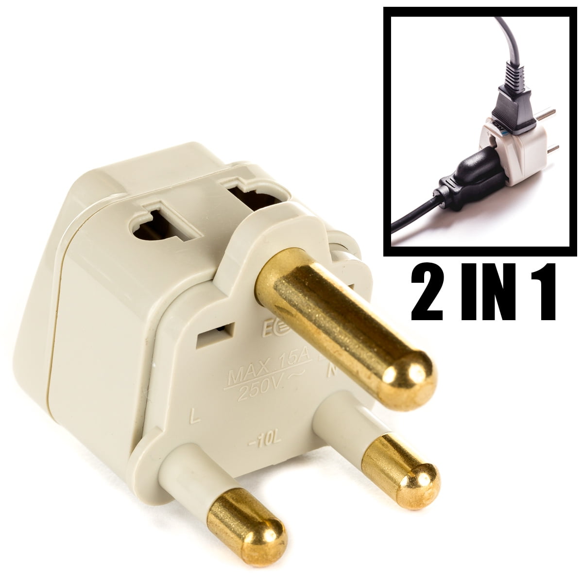 OREI Grounded Universal 2 in 1 Plug Adapter Type M for South Africa
