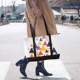 thumbnail image 4 of FORMRS Canvas Laptop Tote Bag for Women with 15.6" Computer Compartments Shoulder Handbag, White Abstract Triangles, 4 of 7