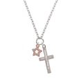 thumbnail image 2 of Delight Jewelry Rose Goldtone AB Crystal Lucky Star Be Strong and Courageous Engraved Cross Zoey Necklace, 28", 2 of 4
