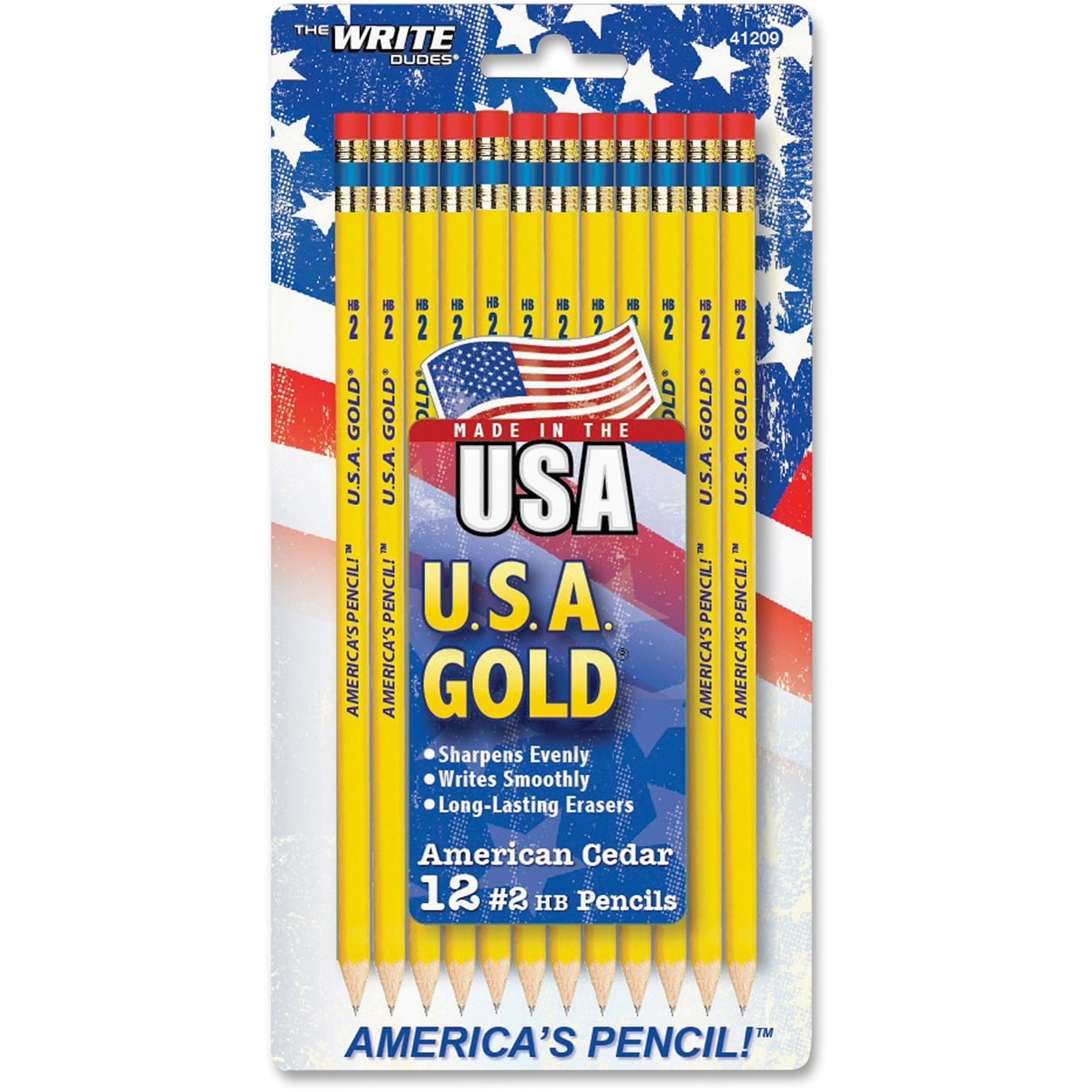 Write Dudes USA Gold Premium Cedar No DDR56 2 Pre-Sharpened Pencils 12-Count 