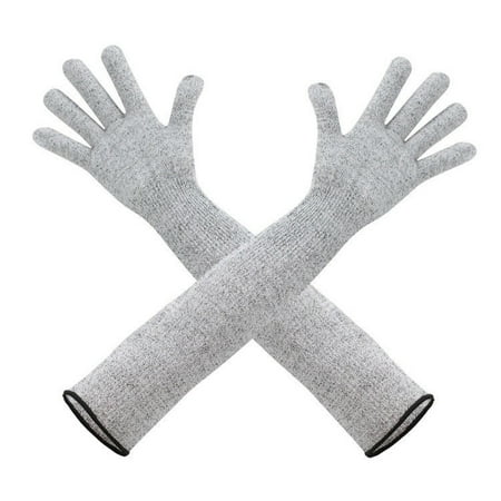 

Long Sleeve Cut Resistant Gloves Food Grade Kitchen Safety Gloves 1 Pair 50cm（2pcs-grey）
