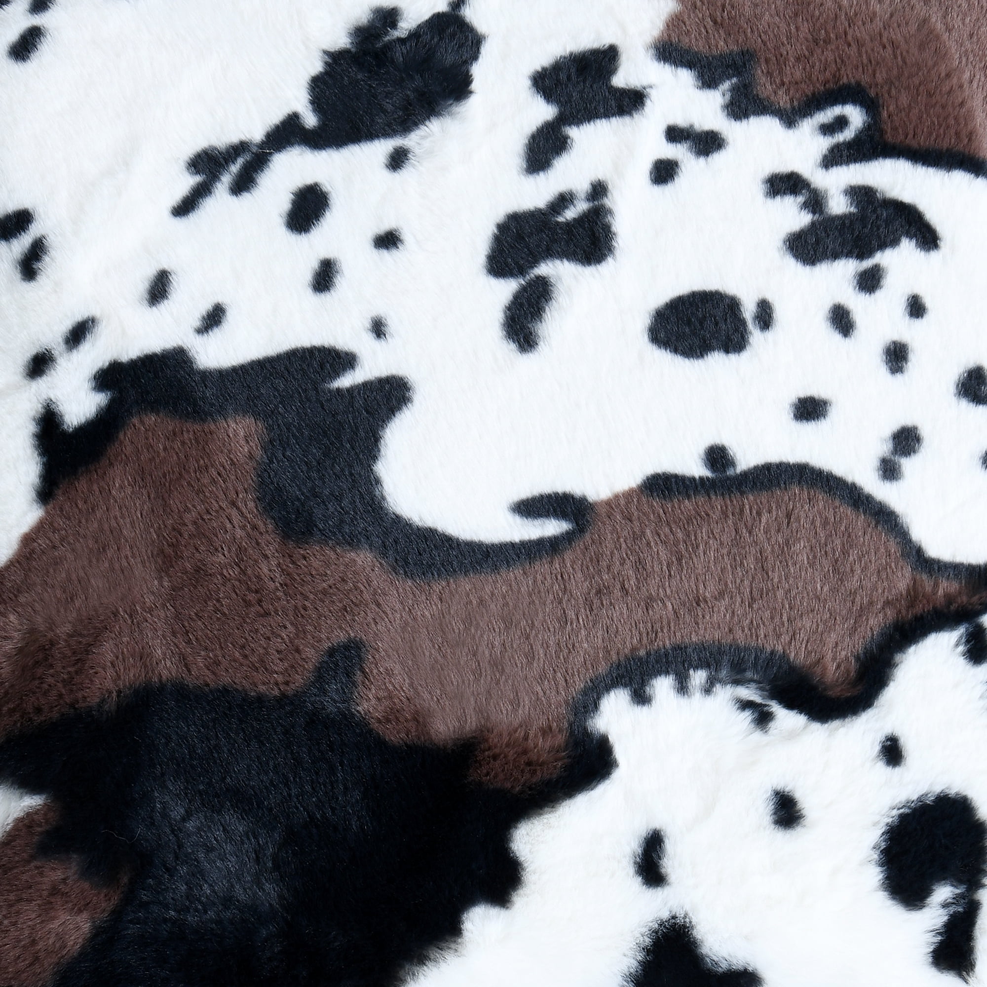 Home Soft Things Faux Fur Ottoman - Cows Flowers - Gold Leg - 17x17x17"