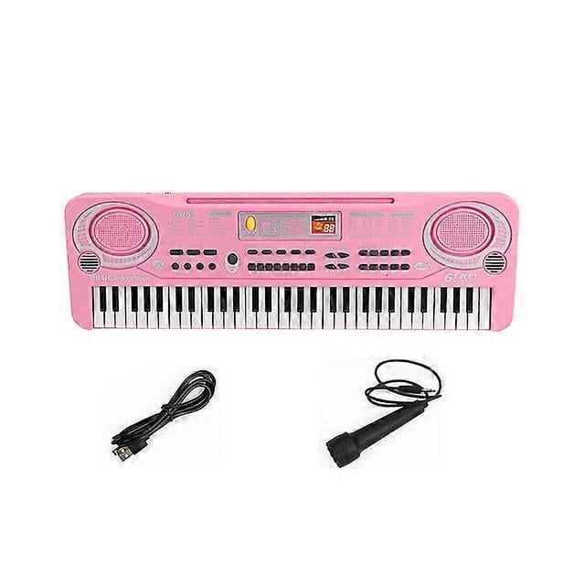 Teclado electrónico de música digital de piano de 61 teclas Teclado negro Piano eléctrico Regalo para niños con micrófono Instrumento de teclado, rosa
