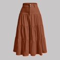 thumbnail image 5 of RFQWOVSR Women High Waist A-Line Midi Skirt Solid Color Elegant Basic Pull On Elastic Waist Lightweight Summer Casual L, 5 of 6
