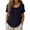 (New41)Navy, variant on Thousandth Women's Cotton Blend Blouse Breathable Loose Fit Summer Tops Crew Neck Casual T-Shirt Embroidered Short Sleeve Blouses for Daily Wear