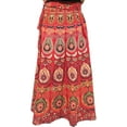 thumbnail image 2 of Women Cotton Wrap Around Skirt One Size Jaipuri Floral Printed Boho Red, 2 of 2
