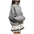 thumbnail image 2 of Sweat à Capuche Mode pour Femmes 2023 Col Rabattu Fermeture Éclair Pull Europe Amérique Hiver 2023 Nouvelle Tendance Rue Ample Décontracté Paresseux Fermeture Éclair Pull 50 % de Réduction Liquidation Costumes Halloween/noël, 2 of 9