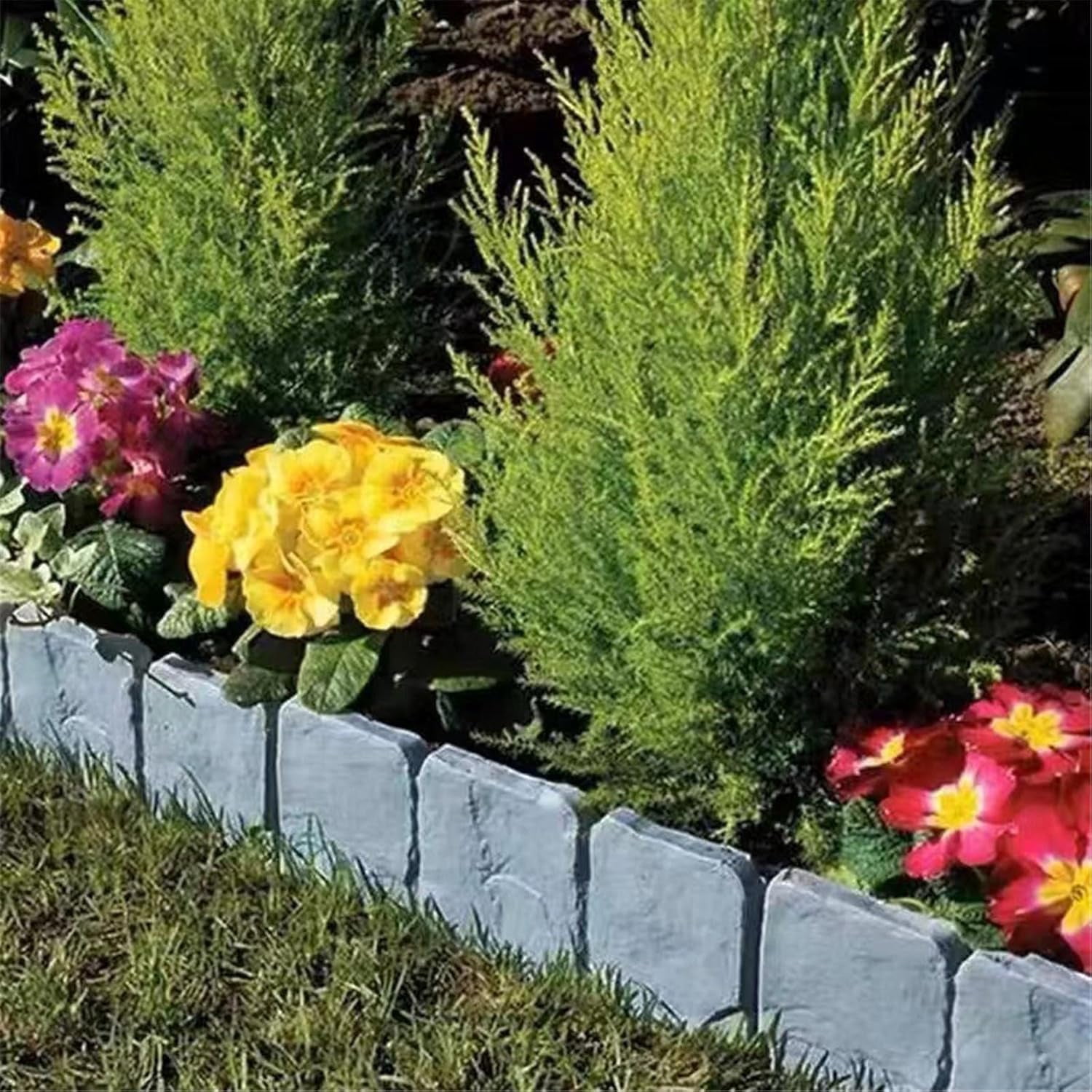 Imitation Stone Garden Fence,Stone-Like Garden Edging Border,Stone Landscape Edging,Landscape Decor Decorative Panels Flower Bed Path Lawn Outdoor Picket Yard Grass Edge (Black, 20PC)