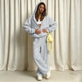 thumbnail image 4 of BRELIL Women's Two Piece Outfits Set Hoodie Long Sleeve Casual Loungewear Wide Leg Pants Matching Tracksuit Solid Loose Fall Winter Vacation Travel Lounge Set, Gray S, 4 of 6