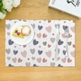 thumbnail image 3 of DouZhe Polyester Placemats Set of 4, Cute Doodle Style Hearts Pattern Heat Resistant Place Mats for Dining Table, 12" x 18", 3 of 7