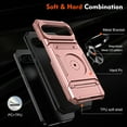 thumbnail image 5 of Dteck for Google Pixel 9 Pro XL Ring Stand Case, Shockproof TPU+PC Built-in Magnetic Kickstand with Card Holder Dual-Layer Design Heavy Duty Protection Phone Case, Rosegold, 5 of 7