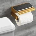 thumbnail image 3 of PYYAN-Gold Toilet Paper Holder, Stick on Brushed Brass Toilet Paper Holder with Shelf, Self Adhesive No Drill or Wall-Mount with Screws for Bathroom, 3 of 3