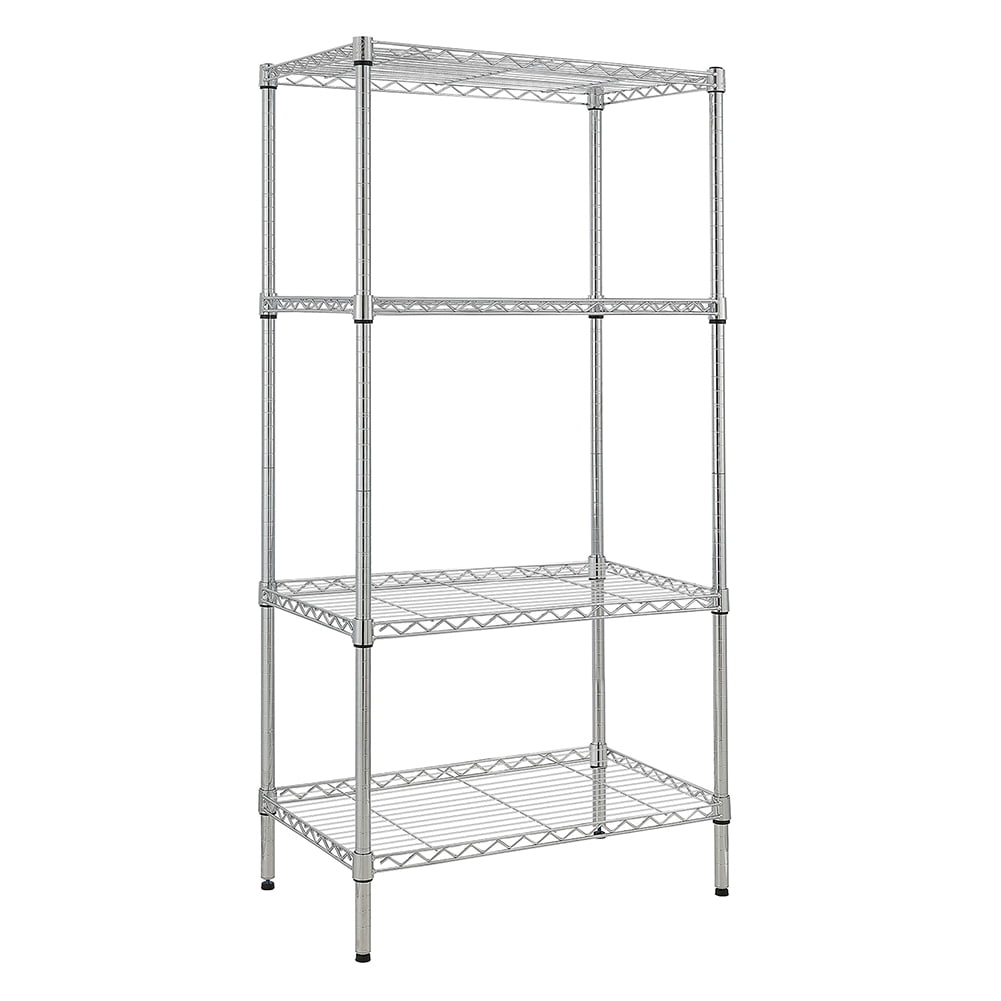 Kepooman 4 Tier Adjustable Shelving Storage Rack with Wheels for Laundry Bathroom Kitchen, Chrome Kepooman 4 Tier Adjustable Shelving Storage Rack with Wheels for Laundry Bathroom Kitchen, Chrome