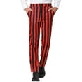 thumbnail image 1 of INSPIRE CHIC Pantalon Rayé pour Homme Coupe Ajustée Pantalon Habillé à Blocs de Couleur 36 Rouge Noir, 1 of 7