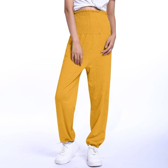 SIYUDAN Pants For Women Womens Pants Casual YellowAdult Pants Workout Pants Women Loose Fit Women High Waisted Pants Summer Clothes For Women