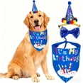 thumbnail image 4 of Dog Birthday Party Supplies, Dog Birthday Bandana Hat Bow Set for Dogs and Cats Blue XS, 4 of 6