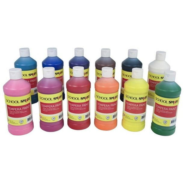 School Smart 2002706 1 Pint Tempera Paint Set, Assorted Color Set of