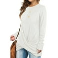 thumbnail image 2 of Sexy Dance Hauts pour Femmes T-shirt Uni Manches Longues Tee-Shirt Décontracté Col Rond Chandail Blanc P, 2 of 4