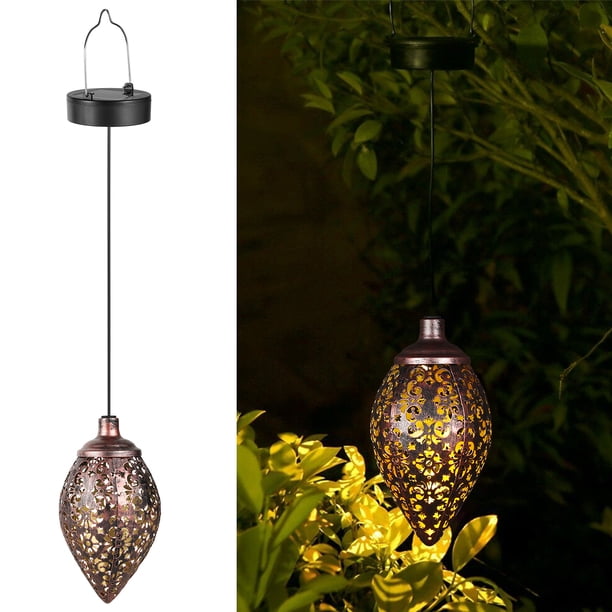 Muyoka Luces solares colgantes para exteriores, farol solar LED, IP44, luces solares impermeables, lámpara de metal para jardín, luz solar forjada para paisaje, farol retro decorativo para patio, cami Muyoka Hogar