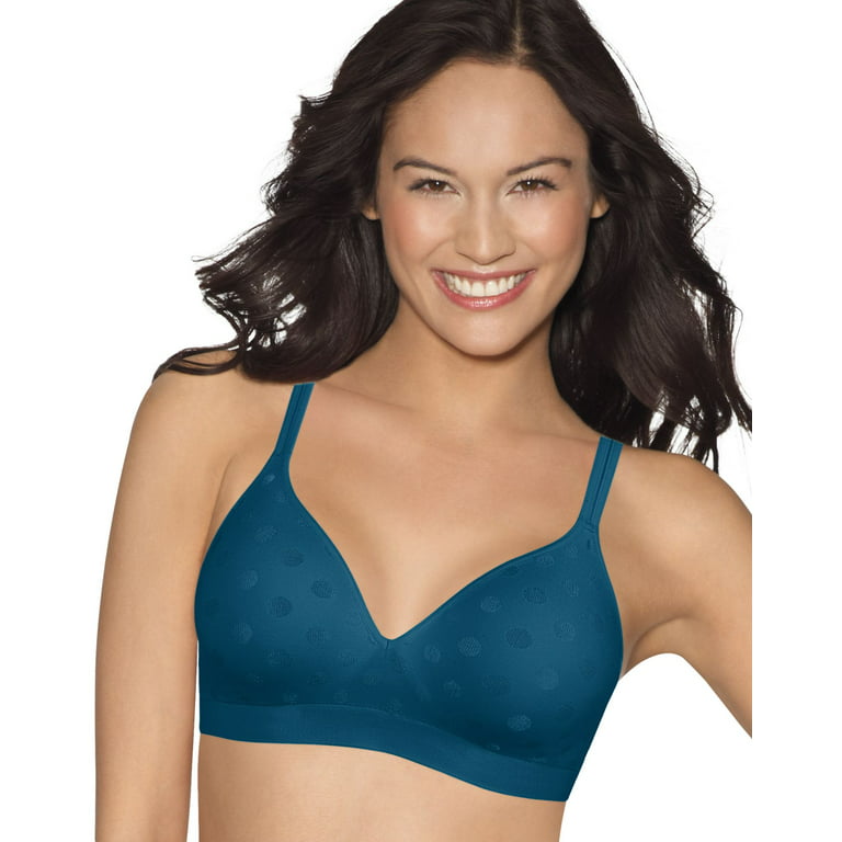 Hanes Womens ComfortFlex Fit Perfect Coverage Wirefree Bra, M, In The Navy  Rib 