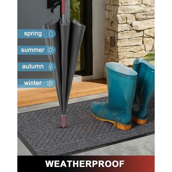 Front Door Mat Indoor Outdoor Entrance, 4' x 6' Heavy Duty Doormat for Entryway, Absorbent Low  Welcome Mats Non-Slip, Trap Dirt  Mats for Home, , Garage