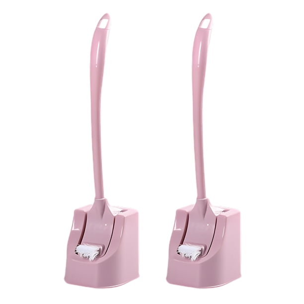 Billuyoard Juego de escobillas de baño de 2 uds., accesorios de baño bidireccionales, depurador de limpieza, cinturón de esquina, Base curvada, Suministros de limpieza para el hogar Rosa